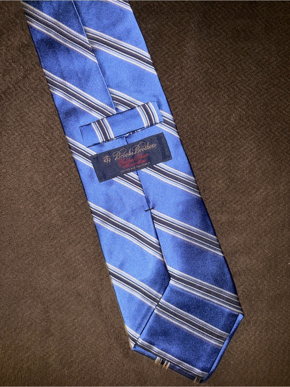 Brooks Brothers Golden Fleece Blue and White Striped Silk Tie